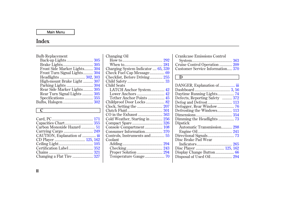 Index | HONDA 2010 Civic Sedan User Manual | Page 378 / 387