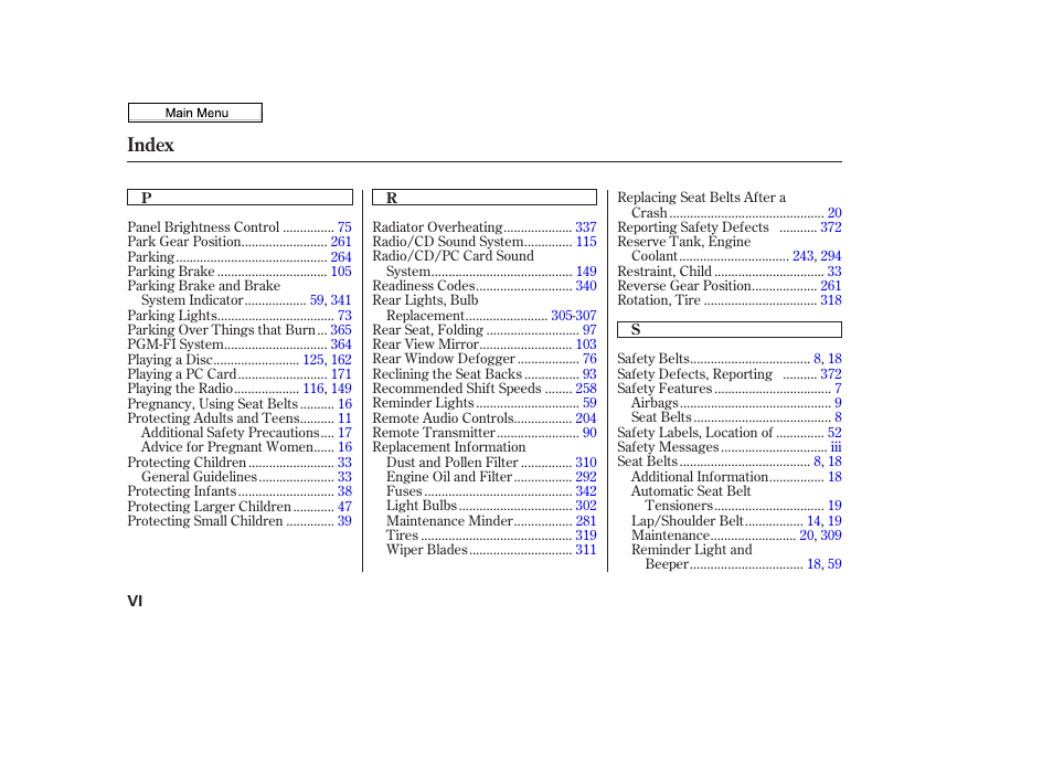 Index | HONDA 2010 Civic Sedan User Manual | Page 382 / 387