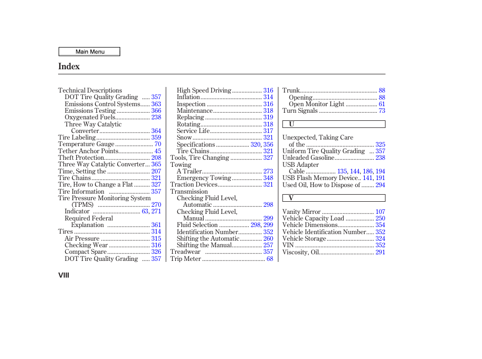 Index | HONDA 2010 Civic Sedan User Manual | Page 384 / 387