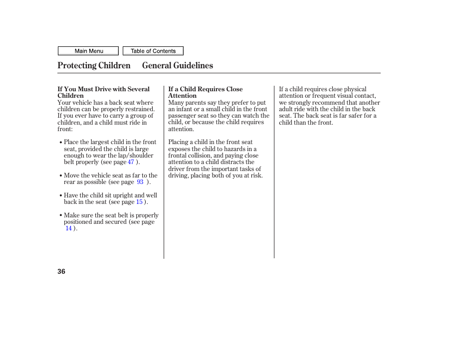 Protecting children general guidelines | HONDA 2010 Civic Sedan User Manual | Page 39 / 387