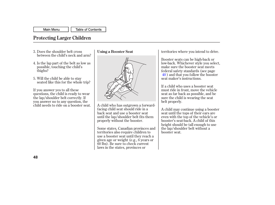 Protecting larger children | HONDA 2010 Civic Sedan User Manual | Page 51 / 387