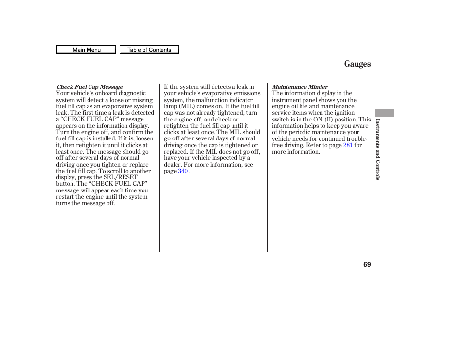 Gauges | HONDA 2010 Civic Sedan User Manual | Page 72 / 387