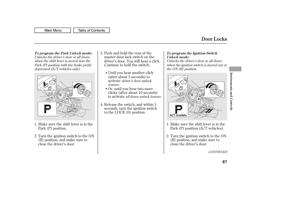 Door locks | HONDA 2010 Civic Sedan User Manual | Page 90 / 387