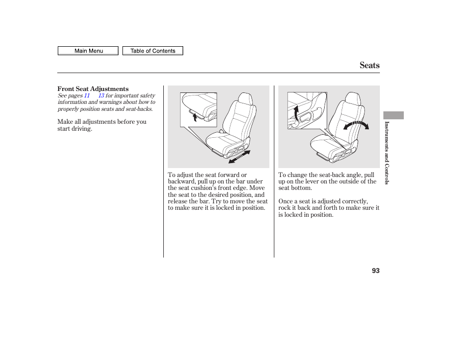 Seats | HONDA 2010 Civic Sedan User Manual | Page 96 / 387