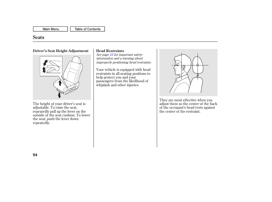 Seats | HONDA 2010 Civic Sedan User Manual | Page 97 / 387