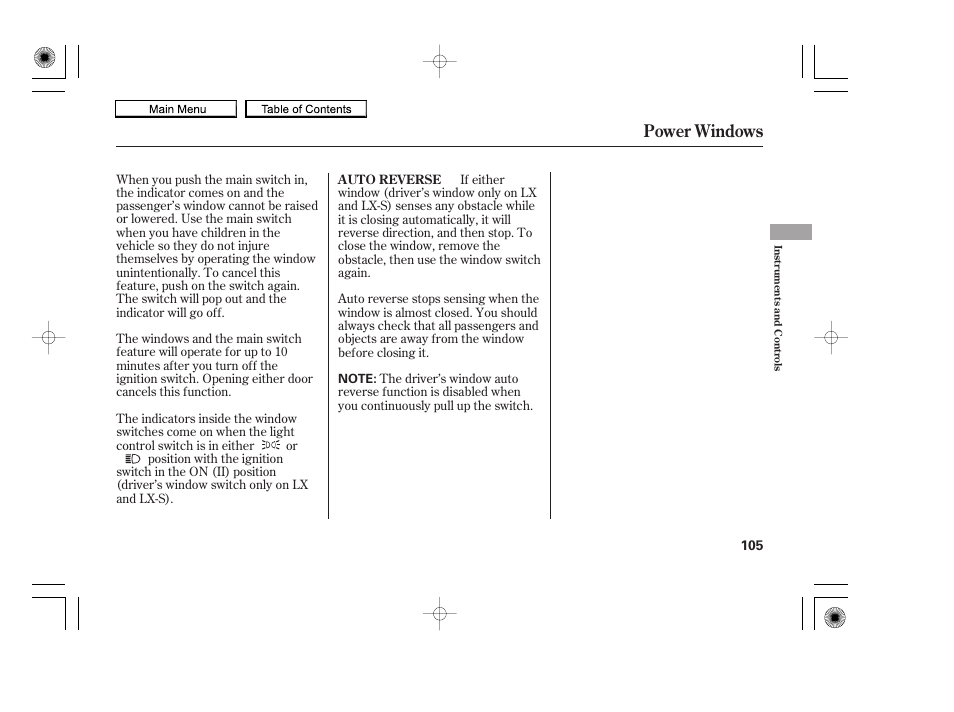Power windows, 2010 accord coupe | HONDA 2010 Accord Coupe User Manual | Page 108 / 404