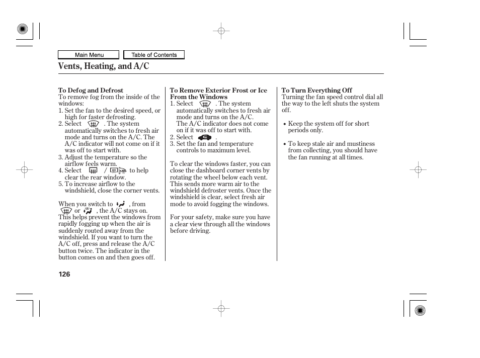 Vents, heating, and a/c | HONDA 2010 Accord Coupe User Manual | Page 129 / 404
