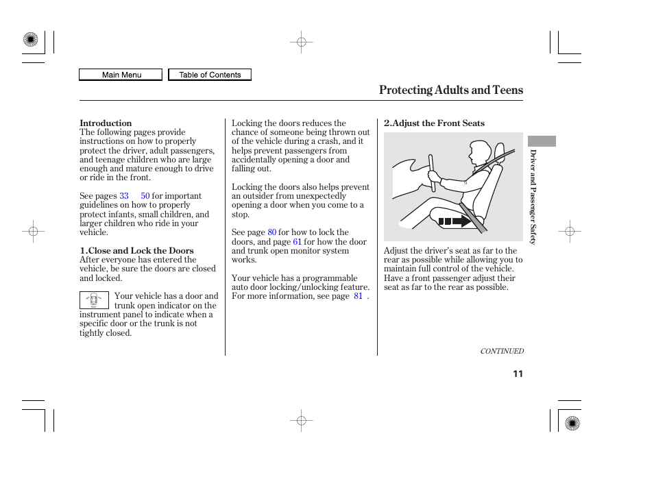 Protecting adults and teens | HONDA 2010 Accord Coupe User Manual | Page 14 / 404