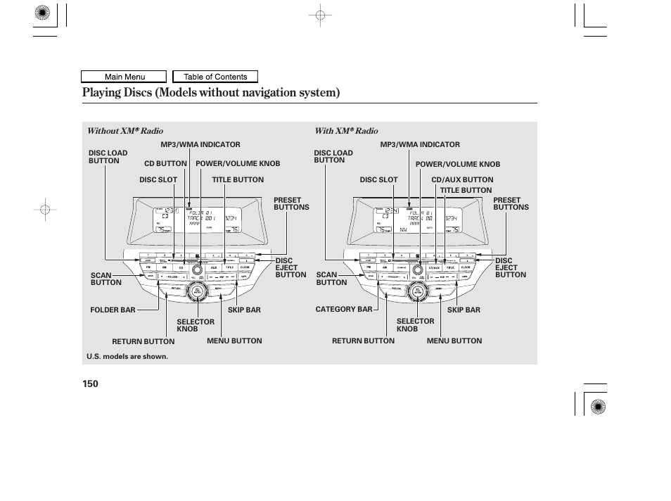 Playing discs (models without navigation system), 2010 accord coupe | HONDA 2010 Accord Coupe User Manual | Page 153 / 404