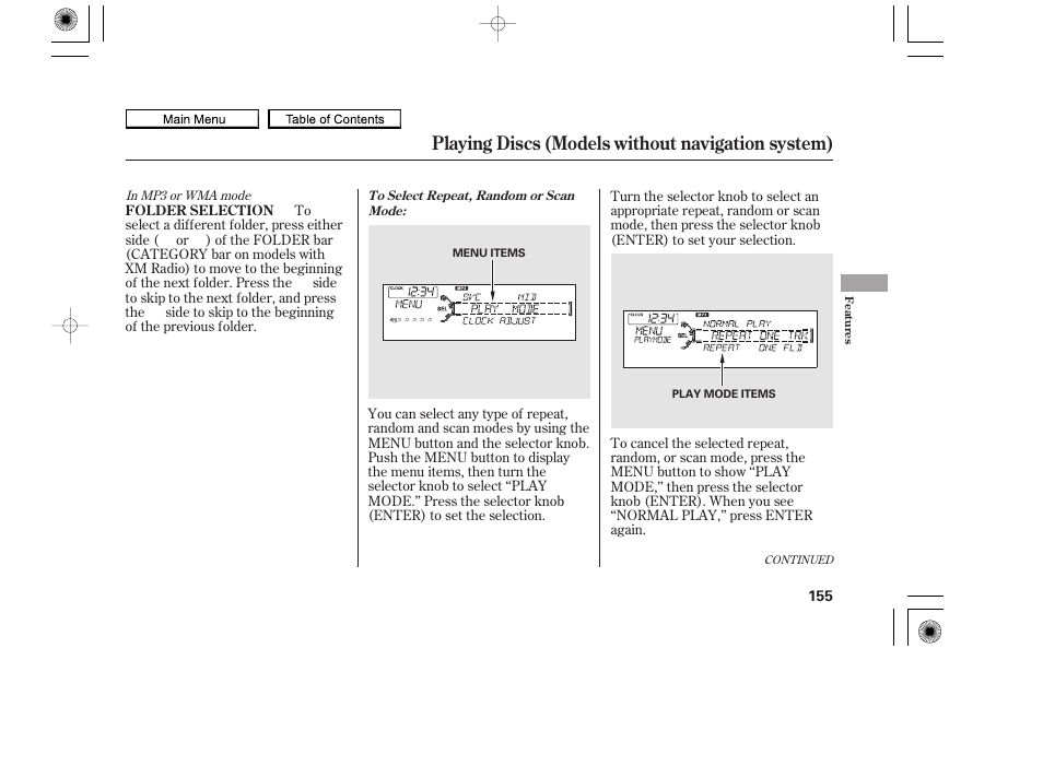 Playing discs (models without navigation system) | HONDA 2010 Accord Coupe User Manual | Page 158 / 404