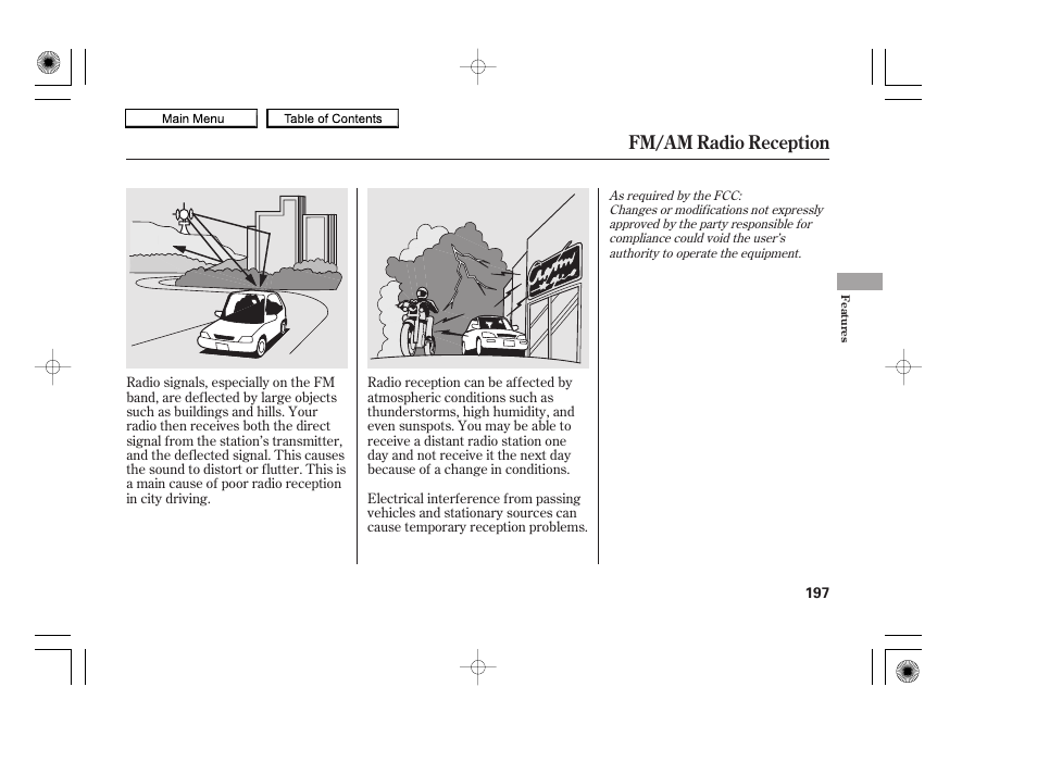 Fm/am radio reception | HONDA 2010 Accord Coupe User Manual | Page 200 / 404