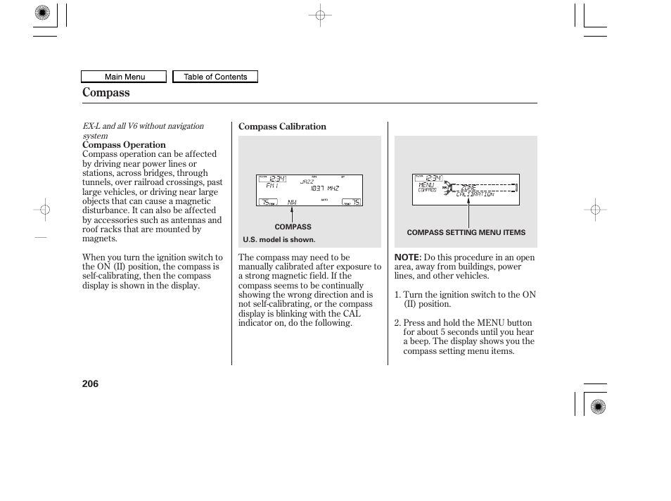Compass | HONDA 2010 Accord Coupe User Manual | Page 209 / 404
