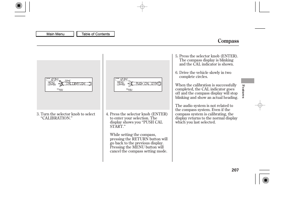 Compass | HONDA 2010 Accord Coupe User Manual | Page 210 / 404