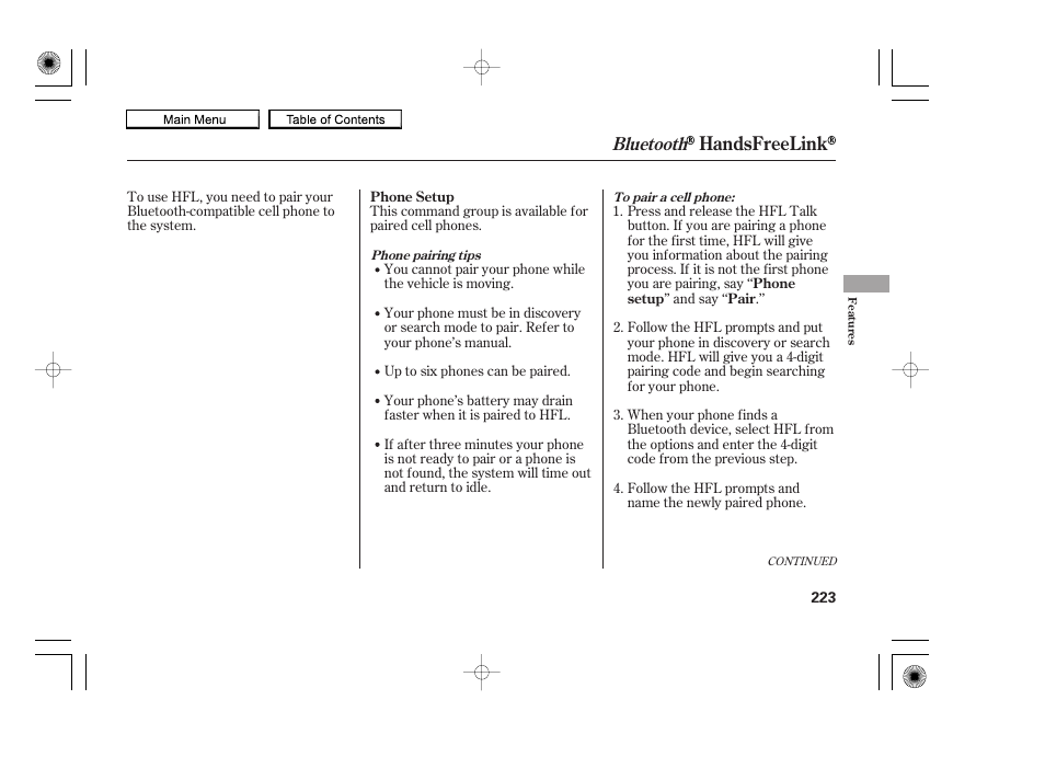 Handsfreelink, Bluetooth | HONDA 2010 Accord Coupe User Manual | Page 226 / 404