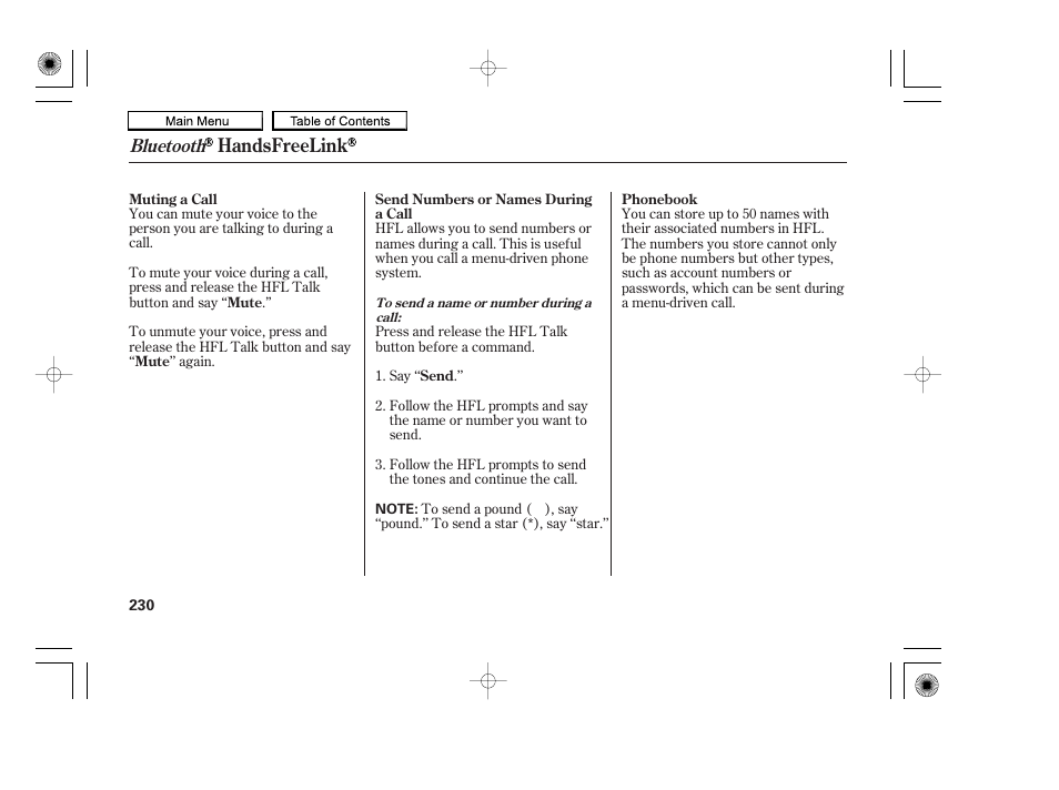 Handsfreelink, Bluetooth | HONDA 2010 Accord Coupe User Manual | Page 233 / 404