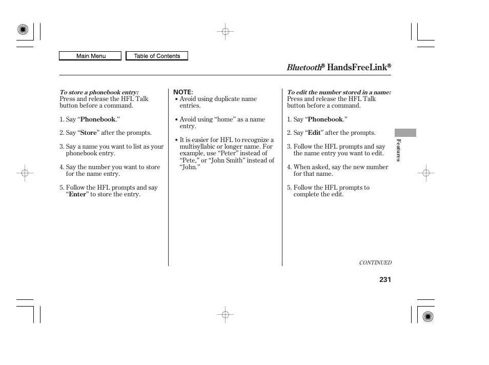 Handsfreelink, Bluetooth | HONDA 2010 Accord Coupe User Manual | Page 234 / 404