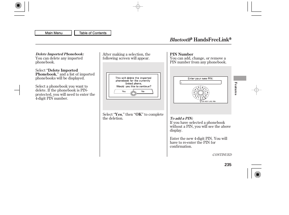 Handsfreelink, Bluetooth | HONDA 2010 Accord Coupe User Manual | Page 238 / 404