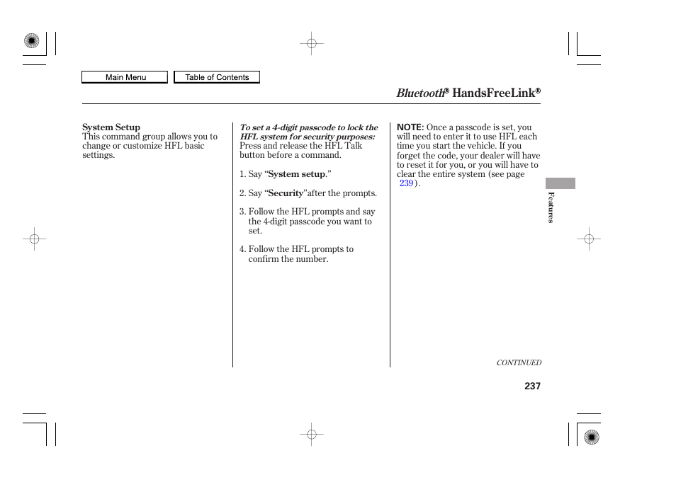 Handsfreelink, Bluetooth | HONDA 2010 Accord Coupe User Manual | Page 240 / 404