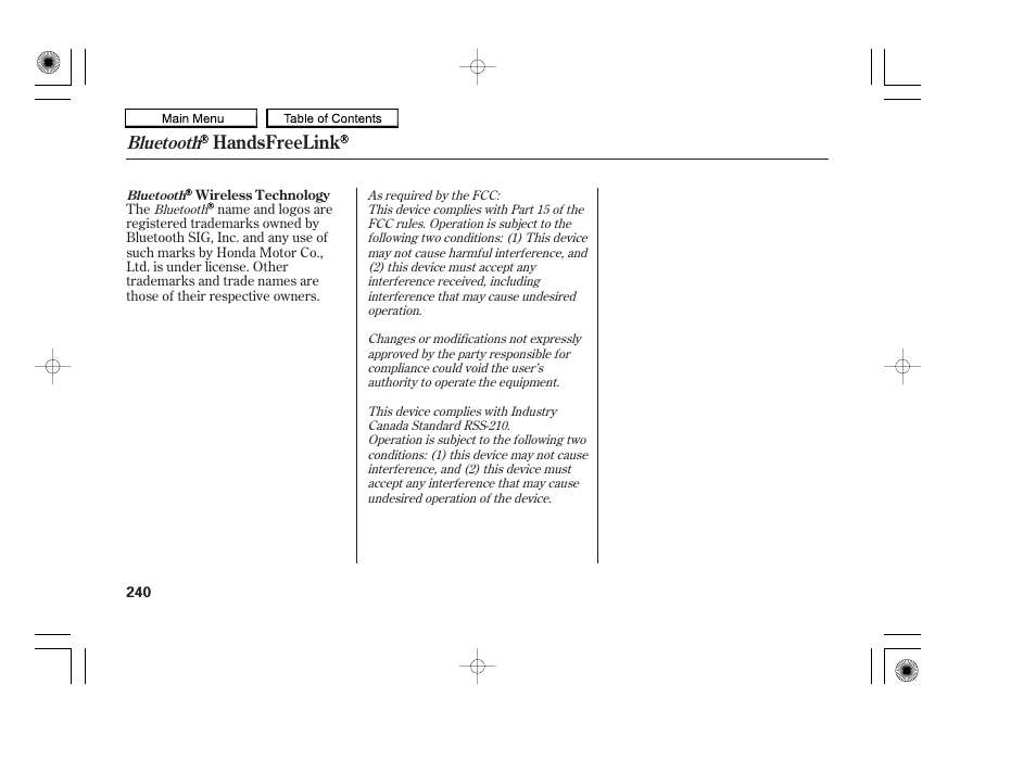 Handsfreelink, Bluetooth | HONDA 2010 Accord Coupe User Manual | Page 243 / 404