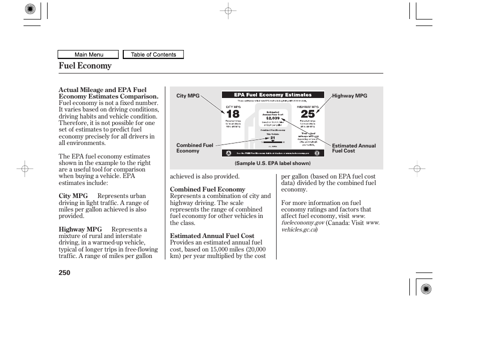 Fuel economy | HONDA 2010 Accord Coupe User Manual | Page 253 / 404