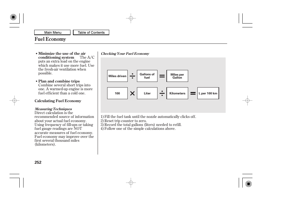 Fuel economy, 2010 accord coupe | HONDA 2010 Accord Coupe User Manual | Page 255 / 404