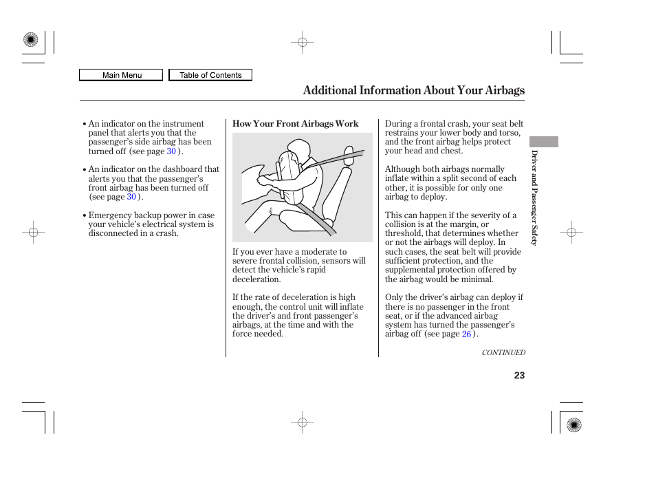 Additional information about your airbags | HONDA 2010 Accord Coupe User Manual | Page 26 / 404