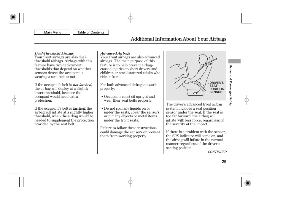 Additional information about your airbags, 2010 accord coupe | HONDA 2010 Accord Coupe User Manual | Page 28 / 404