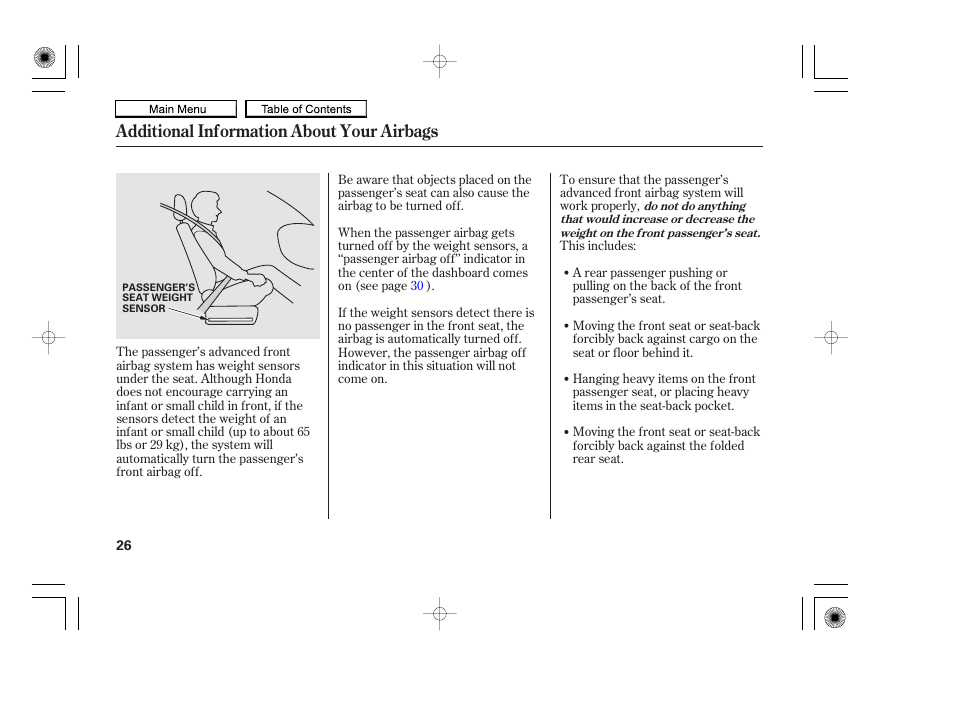 Additional information about your airbags | HONDA 2010 Accord Coupe User Manual | Page 29 / 404
