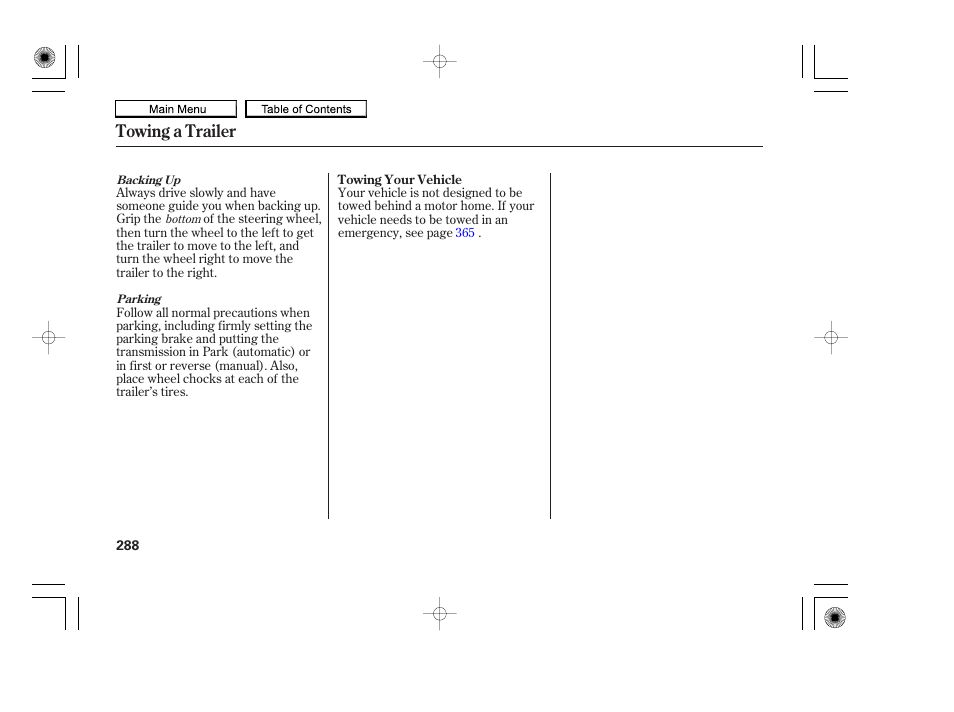 Towing a trailer | HONDA 2010 Accord Coupe User Manual | Page 291 / 404