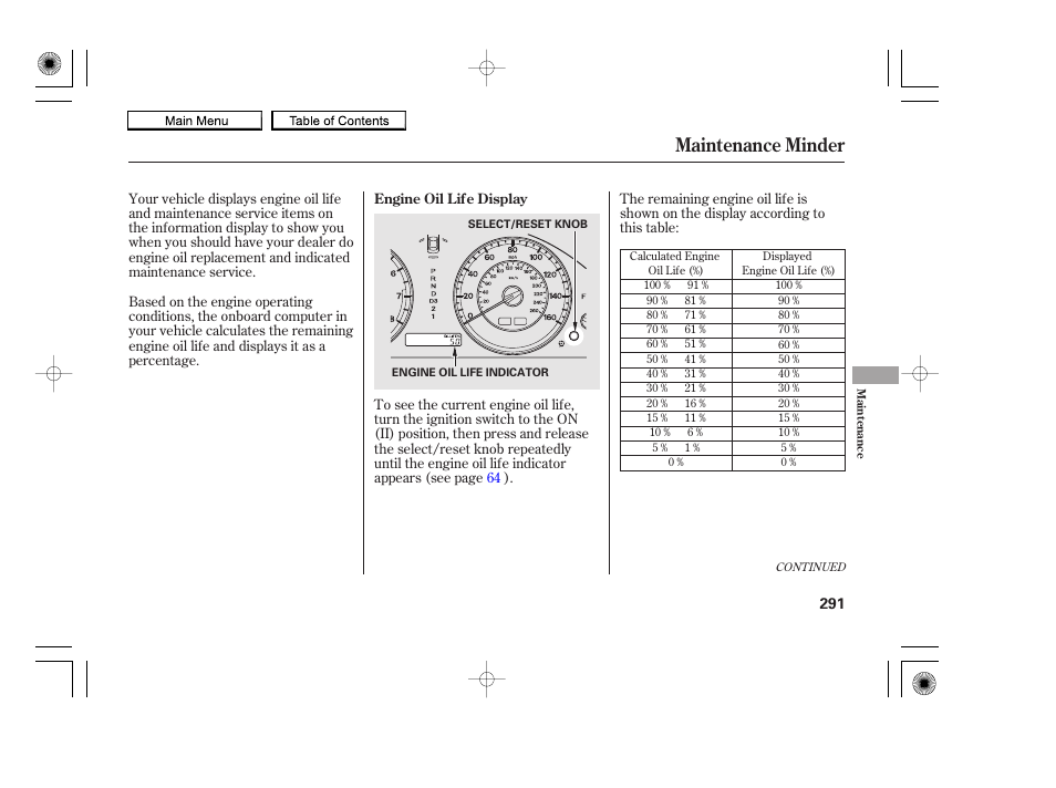 Maintenance minder, 2010 accord coupe | HONDA 2010 Accord Coupe User Manual | Page 294 / 404