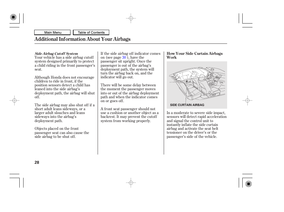 Additional information about your airbags | HONDA 2010 Accord Coupe User Manual | Page 31 / 404