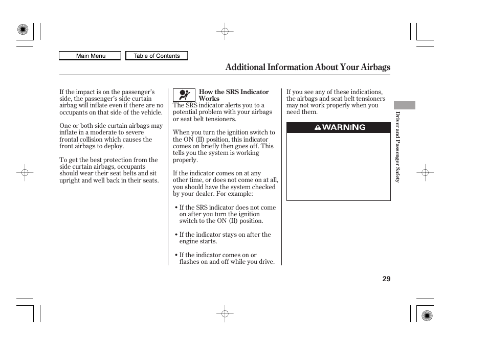 Additional information about your airbags | HONDA 2010 Accord Coupe User Manual | Page 32 / 404