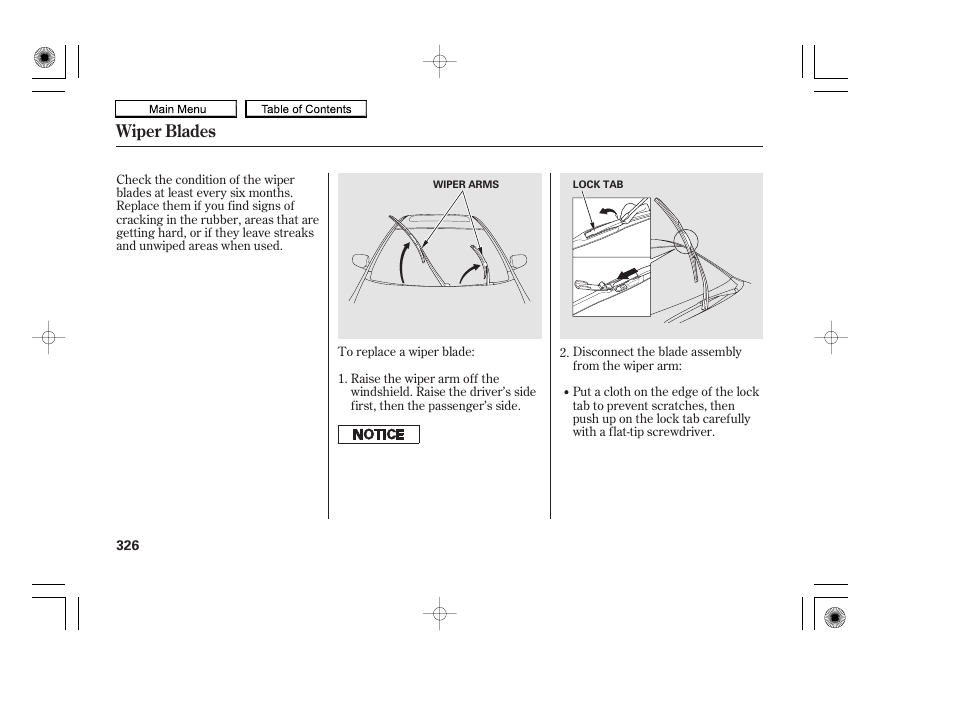 Wiper blades | HONDA 2010 Accord Coupe User Manual | Page 329 / 404