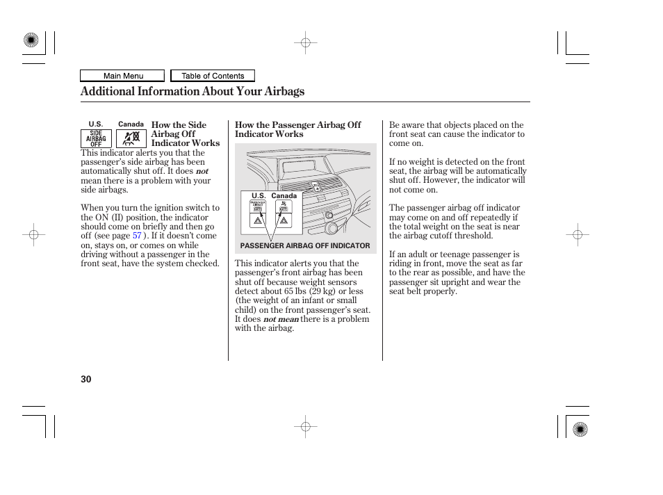 Additional information about your airbags | HONDA 2010 Accord Coupe User Manual | Page 33 / 404