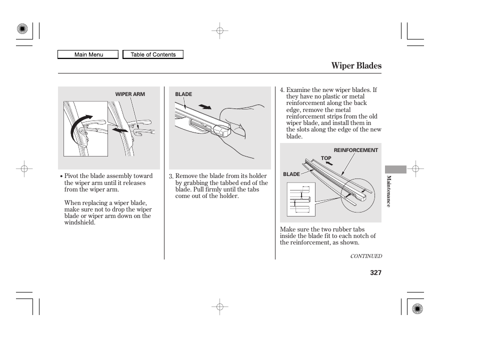 Wiper blades, 2010 accord coupe | HONDA 2010 Accord Coupe User Manual | Page 330 / 404