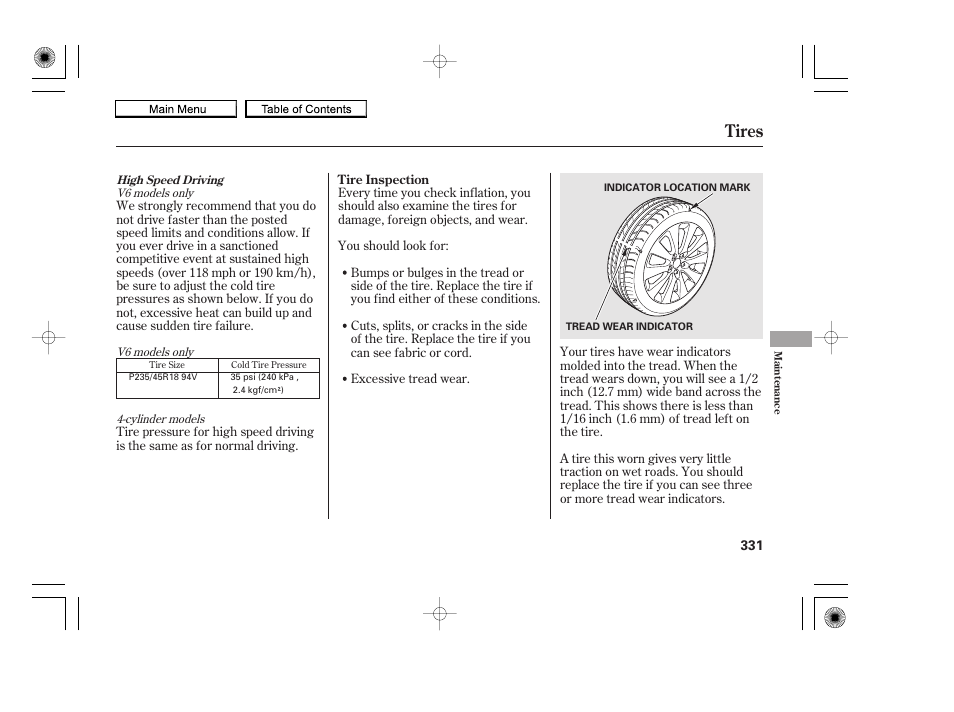 Tires, 2010 accord coupe | HONDA 2010 Accord Coupe User Manual | Page 334 / 404