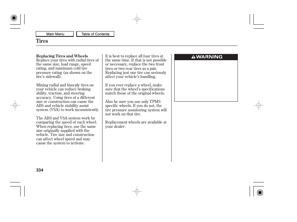 Tires | HONDA 2010 Accord Coupe User Manual | Page 337 / 404