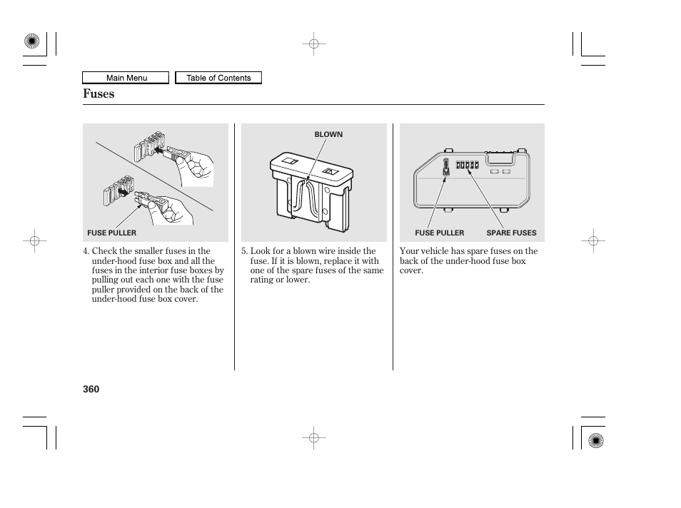 Fuses | HONDA 2010 Accord Coupe User Manual | Page 363 / 404