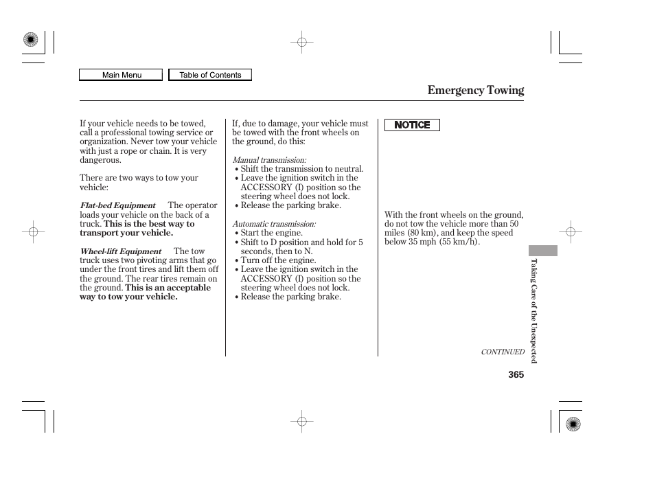 Emergency towing, 2010 accord coupe | HONDA 2010 Accord Coupe User Manual | Page 368 / 404