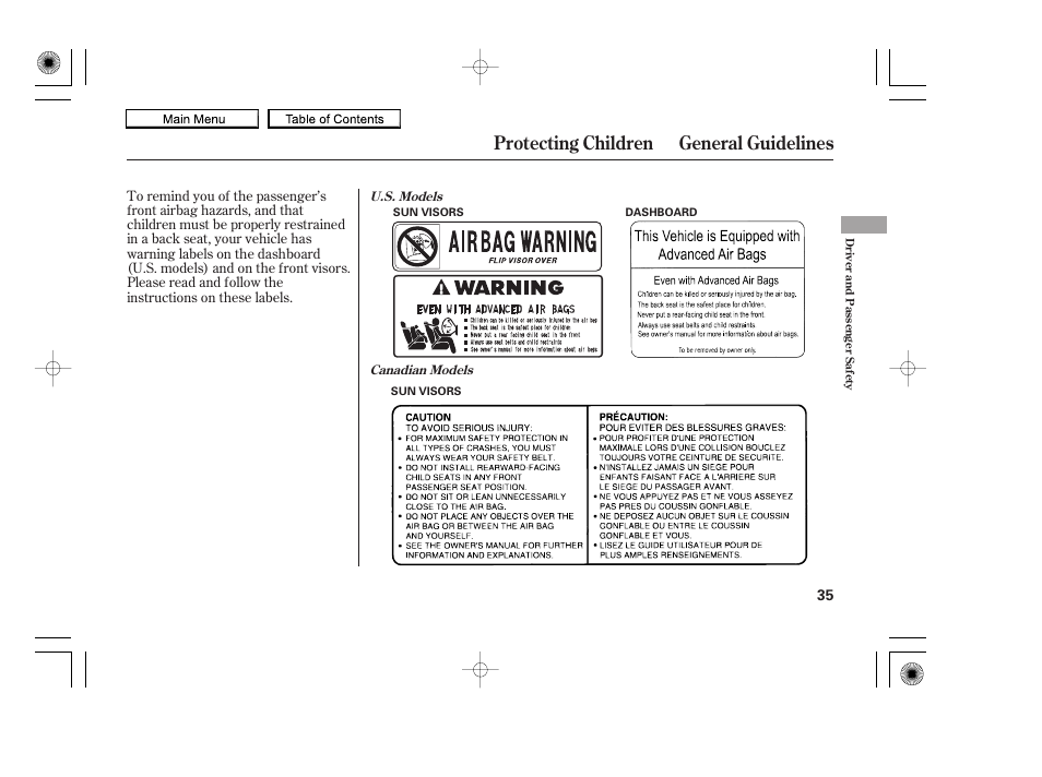 Protecting children general guidelines, 2010 accord coupe | HONDA 2010 Accord Coupe User Manual | Page 38 / 404