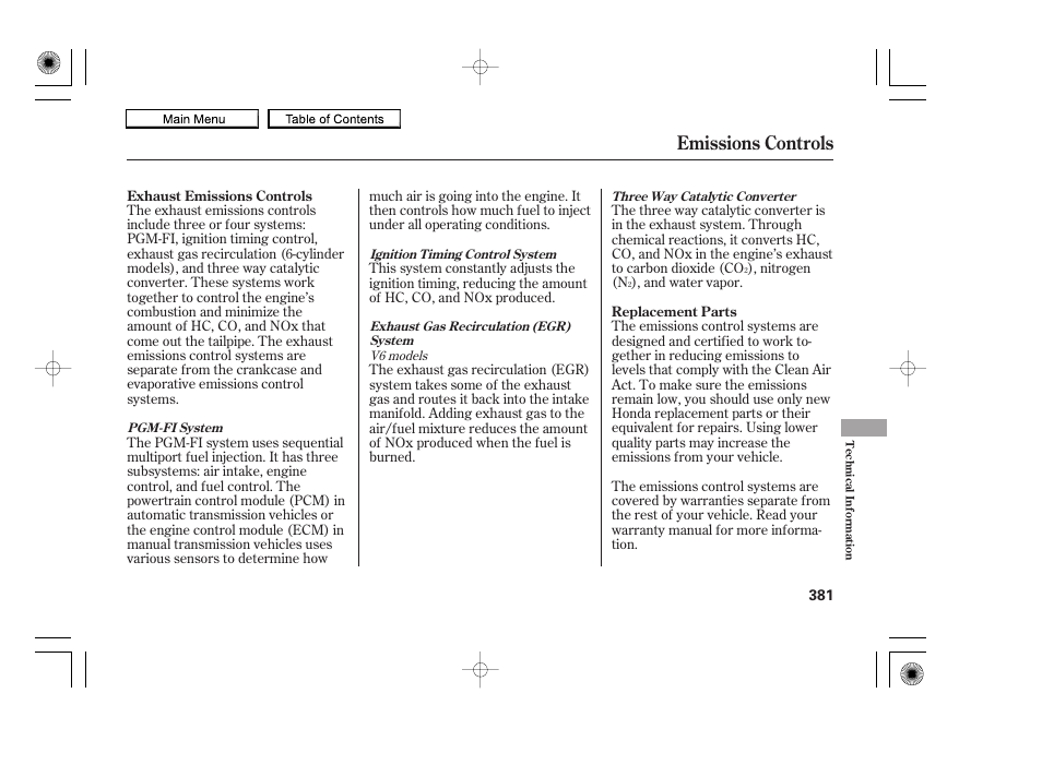 Emissions controls, 2010 accord coupe | HONDA 2010 Accord Coupe User Manual | Page 384 / 404