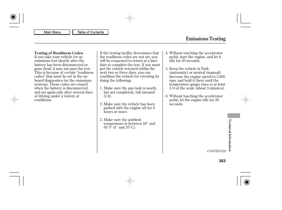 Emissions testing | HONDA 2010 Accord Coupe User Manual | Page 386 / 404