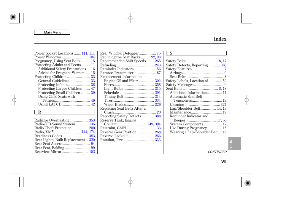 Index | HONDA 2010 Accord Coupe User Manual | Page 399 / 404