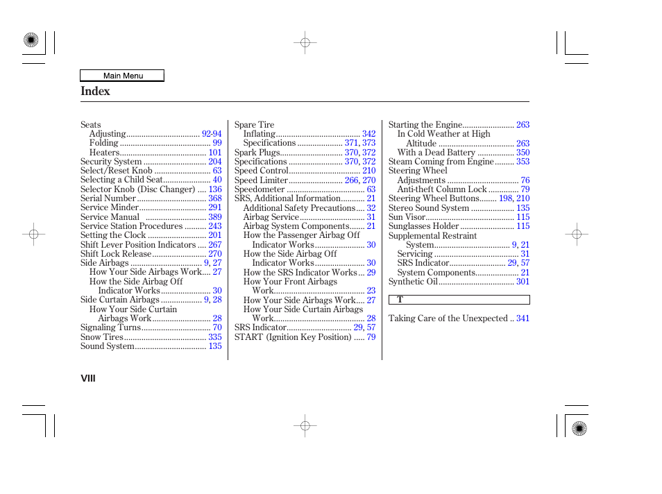 Index | HONDA 2010 Accord Coupe User Manual | Page 400 / 404