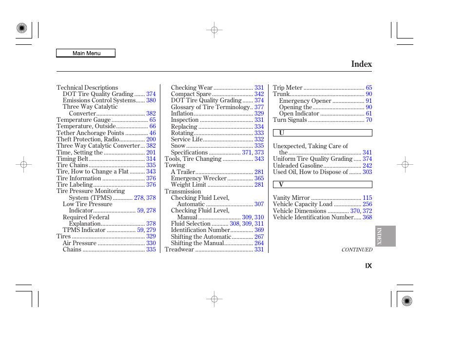 Index | HONDA 2010 Accord Coupe User Manual | Page 401 / 404