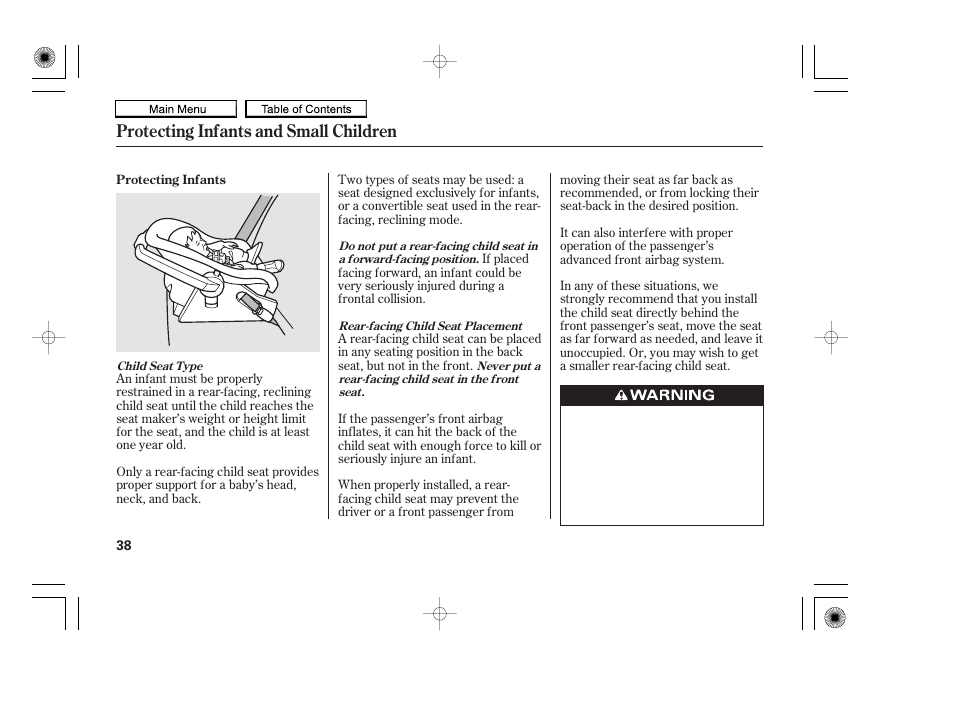 Protecting infants and small children | HONDA 2010 Accord Coupe User Manual | Page 41 / 404