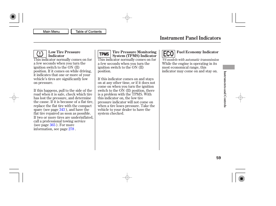 Instrument panel indicators, 2010 accord coupe | HONDA 2010 Accord Coupe User Manual | Page 62 / 404