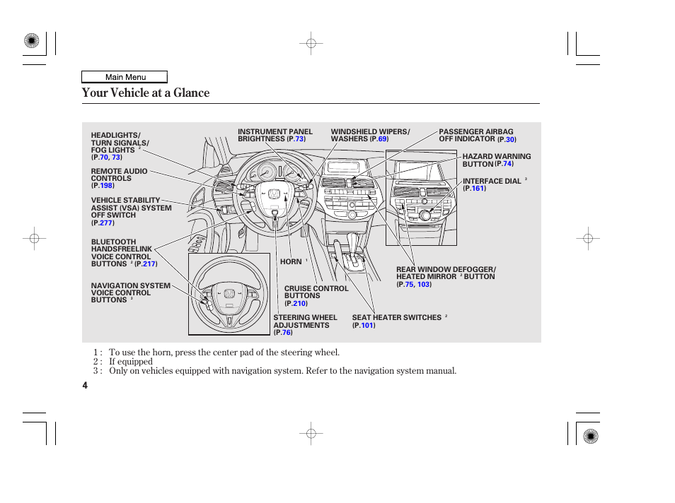 Your vehicle at a glance, 2010 accord coupe | HONDA 2010 Accord Coupe User Manual | Page 7 / 404