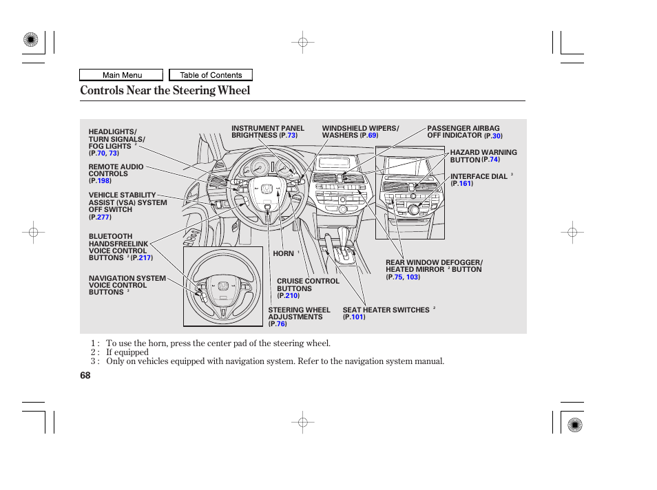 Controls near the steering wheel, 2010 accord coupe | HONDA 2010 Accord Coupe User Manual | Page 71 / 404