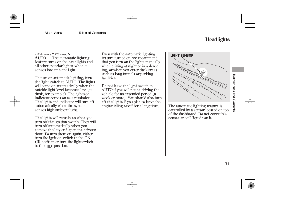 Headlights, 2010 accord coupe | HONDA 2010 Accord Coupe User Manual | Page 74 / 404